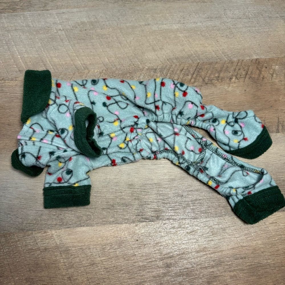 Heart to Tail Festive Fleece Pet Pajamas with Christmas Holiday Lights Size XS